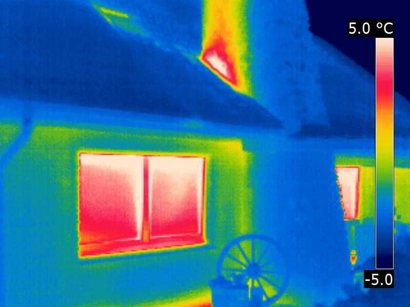 Warmluftaustritt am Schornstein innerhalb des ausgebauten Dachgeschosses