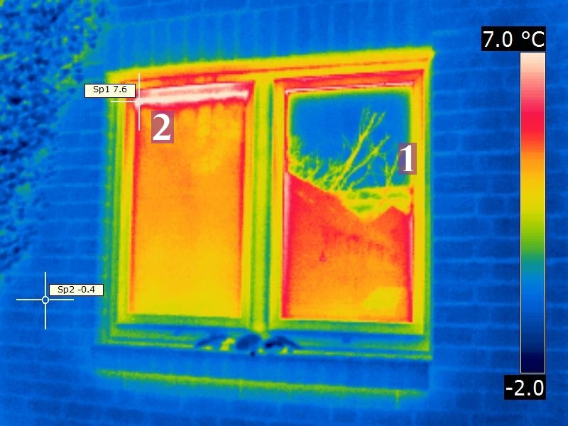 2: Luftundichtheit, 1: Reflexion von warmen Gebäuden und kaltem Himmel
