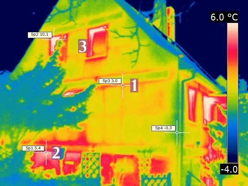 gut thermografierbar: Holzrahmenkonstruktion, Fertighaus, nicht hinterlüftet