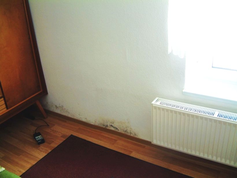 Schimmelbefall knapp über einer Geschossdecke