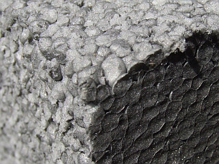 Gepackte Struktur aus einzelnen Schaumkügelchen: Styropor der Wärmeleitfähigkeitsgruppe 032 Gepackte Struktur aus einzelnen Schaumkügelchen: Styropor der Wärmeleitfähigkeitsgruppe 032