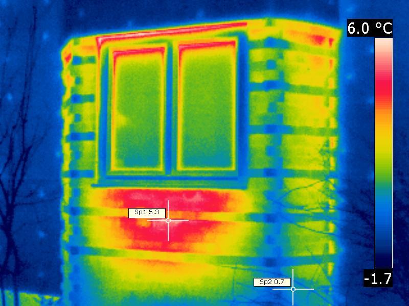 Hier ist der Wandabschnitt hinter dem innen angebrachten Heizkörper die Wärmebrücke Hier ist der Wandabschnitt hinter dem innen angebrachten Heizkörper die Wärmebrücke