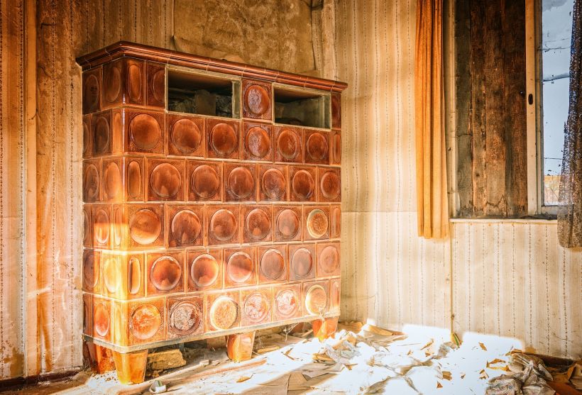 Kachelofenluftheizung für zwei Räume im Abrisshaus