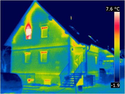 Warmluftstrom an der Hauswand, die dem Raum infolge Kipplüftung entweicht
